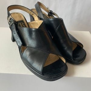 VINTAGE black leather chunky sandals